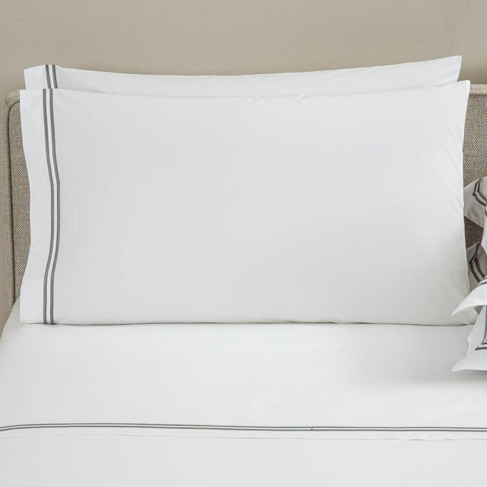 Frette Classic California King Pillowcase Set White-Grey 20" X 38" Made in Italy